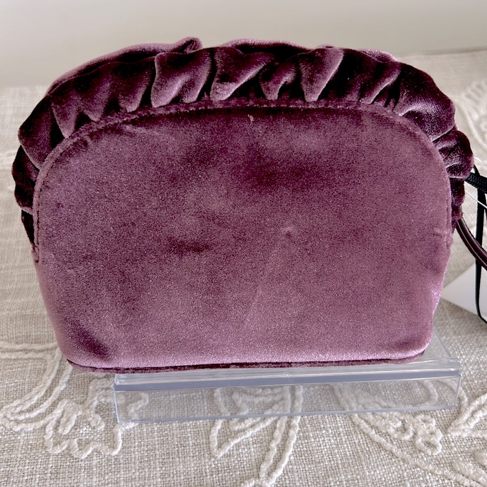 Kate Spade NWT Plum Velvet Mini Marcy Dawn Clutch Bag with Ruffle Detail - Picture 5 of 12